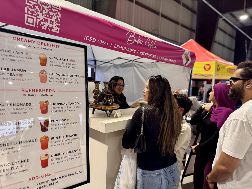 Coffee cart serving customers at an event